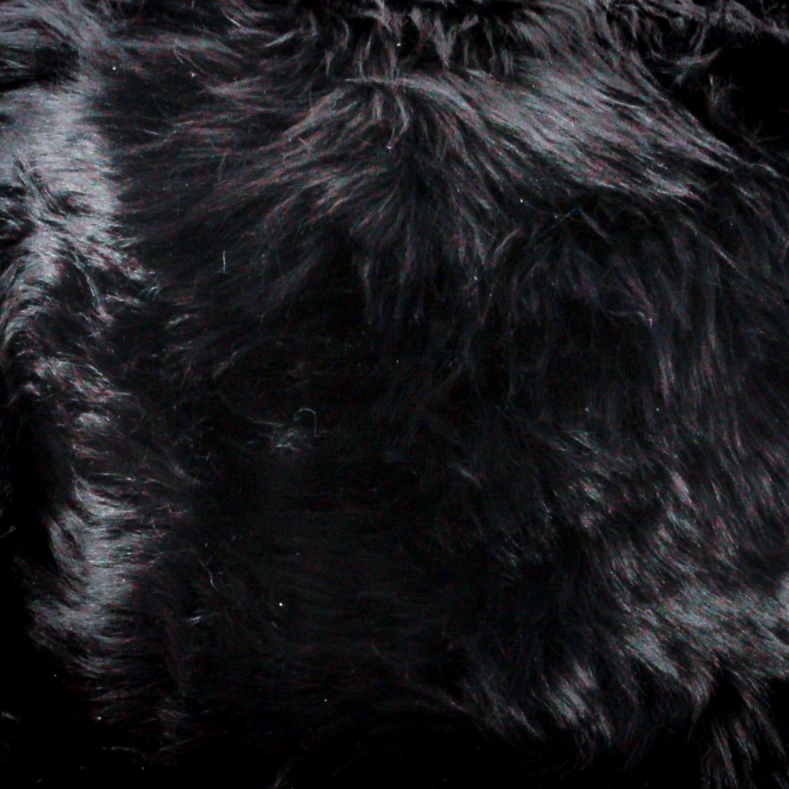 Black Sheepskin Wood Stool - Woodstain